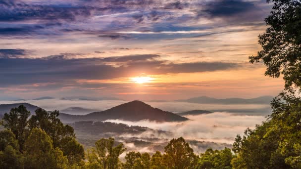 Film Tid Förflutit Blue Ridge Mountains North Carolina Soluppgång Asheville — Stockvideo