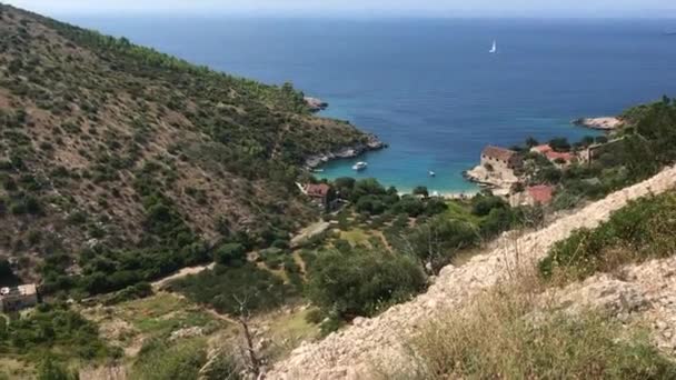 Dubovica Cove Pulau Hvar Kroasia Ditembak Dari Kebun Anggur — Stok Video
