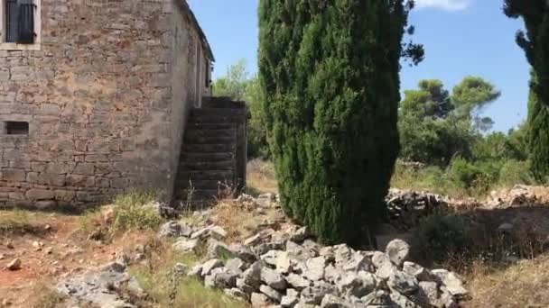 Ditembak Dari Sebuah Rumah Kosong Tua Humac Pulau Hvar Kroasia — Stok Video