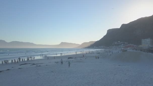 Voo Aéreo Longo Praia Costa África Sul Nascer Sol — Vídeo de Stock