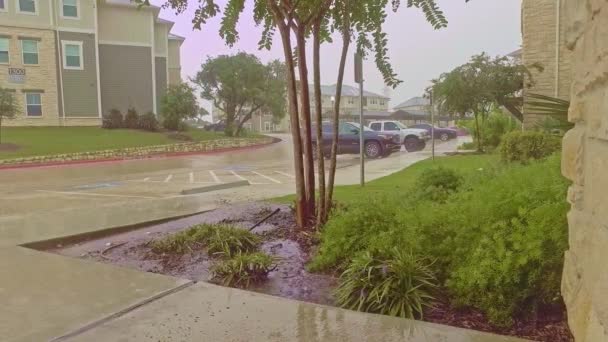 Nublado Maçante Dia Chuvoso Chato Olhando Para Fora Entrada Apartamento — Vídeo de Stock