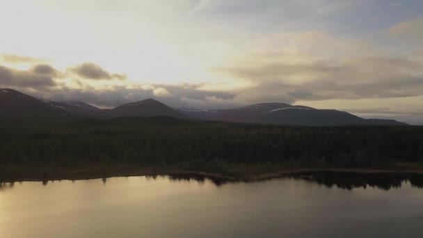 Ora Oro Lago Scozia Paesaggio Mezzo Volo — Video Stock
