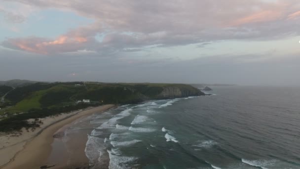 Cinematic Aerial Flying Sunrise Coast East London South Africa — Stock Video