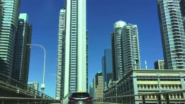 Nézőpont Vezetés Egy Autó Fel Rámpán Hogy Gardiner Autópálya Toronto — Stock videók