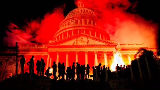 美国国会大厦失火 — 图库视频影像