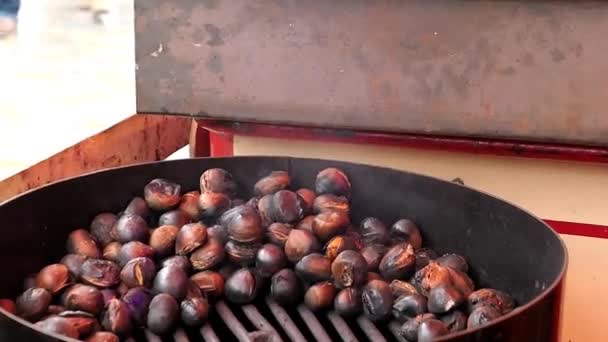 Roasting Chestnuts Open Fire — Stock Video