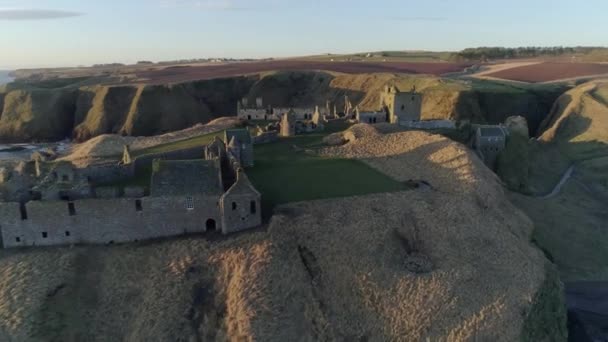 Aerial View Dunnottar Castle Aberdeenshire — Stock Video