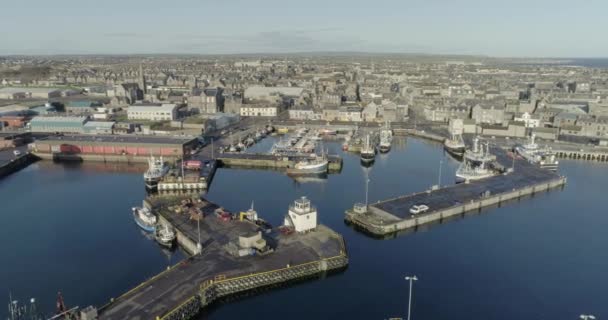 Luchtbeelden Van Haven Van Fraserburgh Aberdeenshire — Stockvideo