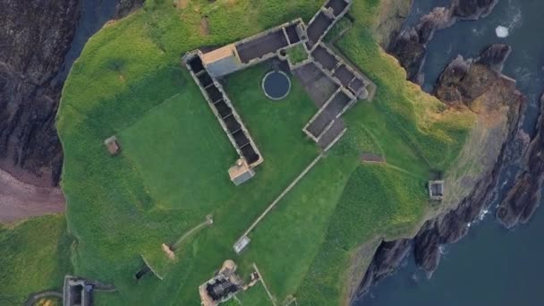 Filmagem Aérea Castelo Dunnottar Amanhecer Aberdeenshire Escócia — Vídeo de Stock