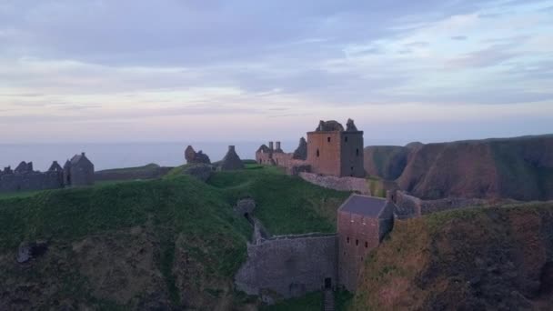 Замок Данноттар Рассвете Абердиншир Шотландия — стоковое видео