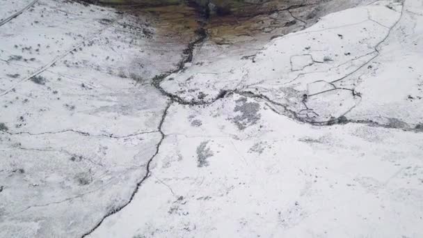 Images Aériennes Une Vallée Enneigée Snowdonia Regardant Vers Llyn Gwynant — Video