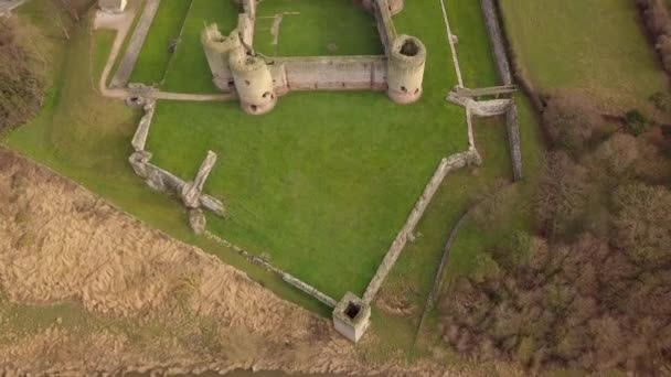 Flygbilder Rhuddlan Castle Solig Dag Denbighshire North Wales — Stockvideo