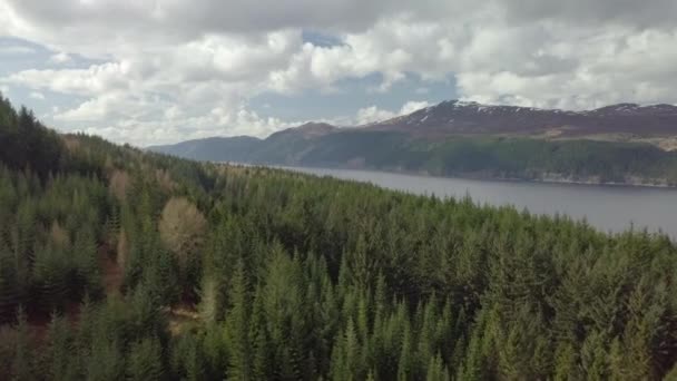 Wznoszący Się Materiał Powietrza Nad Jodłami Loch Ness Kierunku Fort — Wideo stockowe