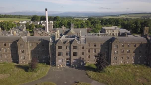 Vista Aérea Del Hospital Abandonado Sunnyside Montrose Angus Escocia — Vídeo de stock