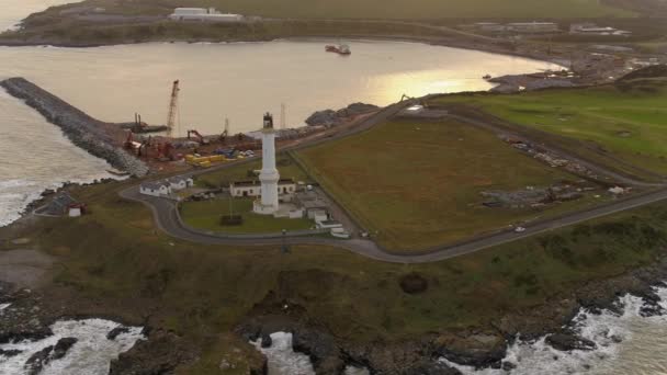 Vista Aérea Del Faro Faja Ness Aberdeen Escocia — Vídeos de Stock