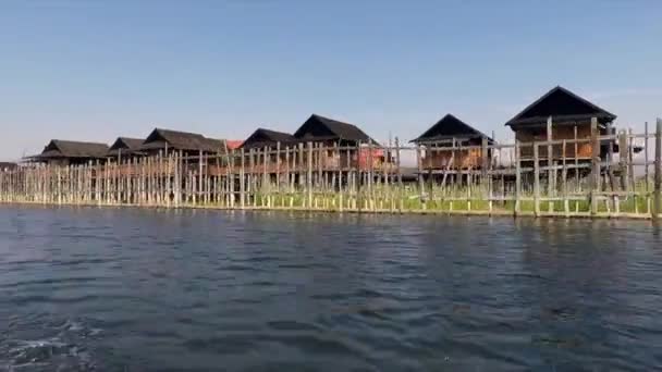 Mianmar Inle Város Víz Falu — Stock videók