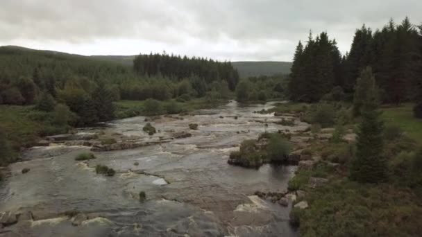 Aerial View Otters Pool Rapids River Dee Dumfries Galloway Scotland — Stock Video