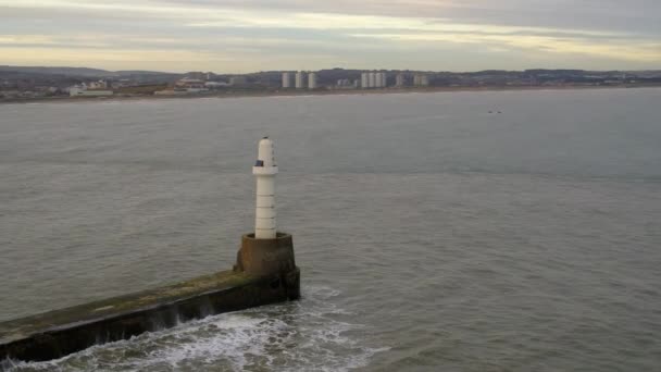 Vista Aérea Porto Aberdeen Aberdeenshire Escócia — Vídeo de Stock