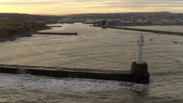 Vista Aérea Del Puerto Aberdeen Aberdeenshire Escocia — Vídeo de stock