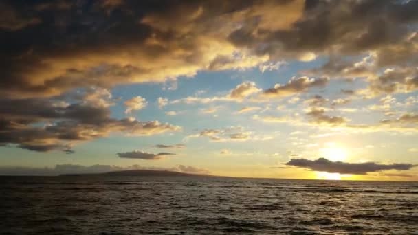 Vista Playa Sunset Kaho Olawe Roca Playa Kihei Maui Hawaii — Vídeos de Stock