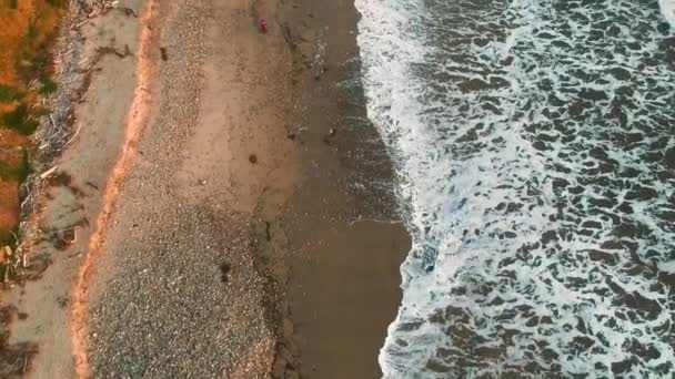 Onda Marea Schiantarsi Contro Spiaggia Sabbiosa Riva — Video Stock