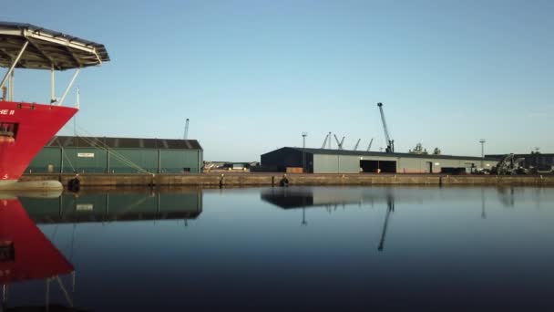 Pan Albert Dock Basin Still Water Apache Cable Laying Ship — Video