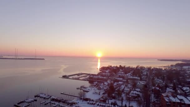 Дорога Золотого Сходу Сонця Над Чесапікською Затокою Східним Портом Аннаполіс — стокове відео