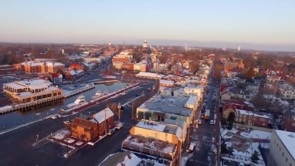 Alejándome Tienda Puedo Napolis Hacia Bahía Chesapeake Durante Luz Púrpura — Vídeos de Stock