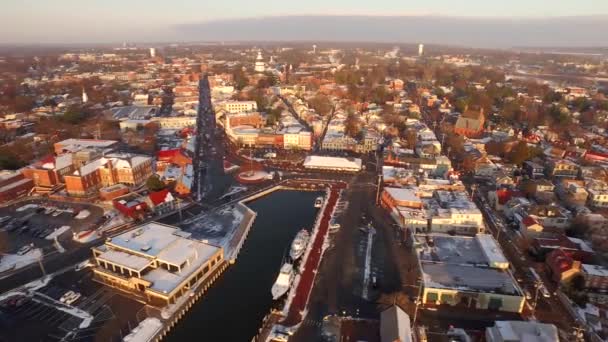 Belle Vue Panoramique Lever Soleil Centre Ville Historique Annapolis Compris — Video
