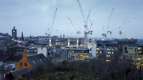 Tidig Morgon Timelapse Edinburgh Som Gryningen Bryter Över Staden Visar — Stockvideo