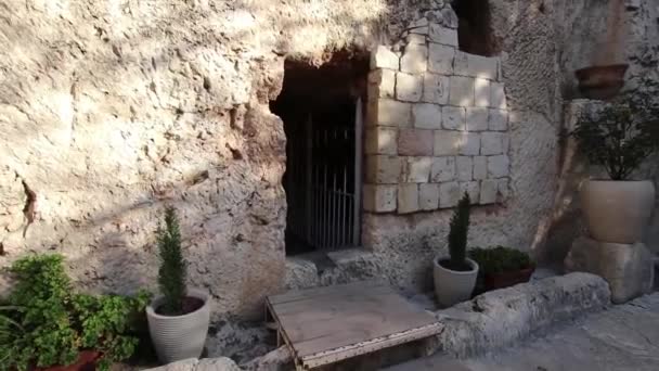 イエスの墓の映像 エルサレムの庭園の墓 イスラエル — ストック動画