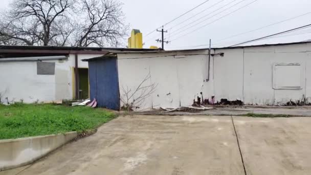 Fora Negócio Velho Edifício Degradado Abandonado Área Favela — Vídeo de Stock