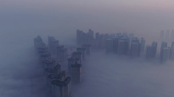 一座似乎在空气中飘扬着浓雾和灰尘的城市 — 图库视频影像