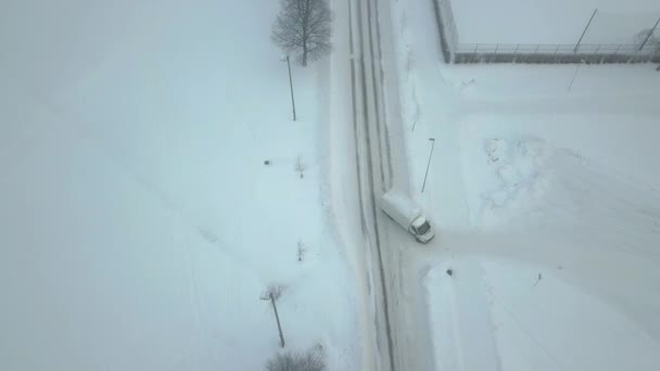 Winterwonderland Luchtbeelden Met Besneeuwde Huizen Parken — Stockvideo