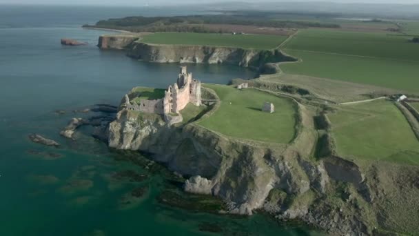 Una Vista Aerea Sul Lato Sul Fronte Del Castello Tantallon — Video Stock