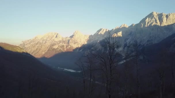 Arbres Morts Coucher Soleil Dans Vallée Après Saison Automne Pendant — Video