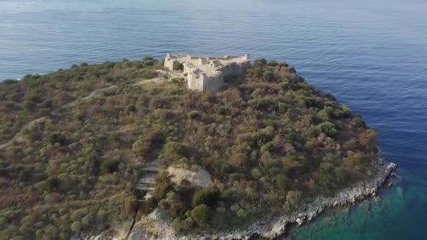 Iconic Port Palermo Castle Albániában Partvonala Riviéra Európában — Stock videók