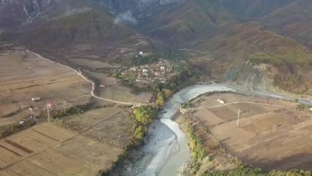 Mountain Village Albania Vicino Fiume Vjose Nella Zona Meridionale Dell — Video Stock
