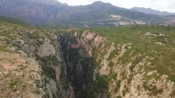 Sobrevoar Enorme Desfiladeiro Gjipe Canyon Albânia Longo Riviera Albânia Perto — Vídeo de Stock