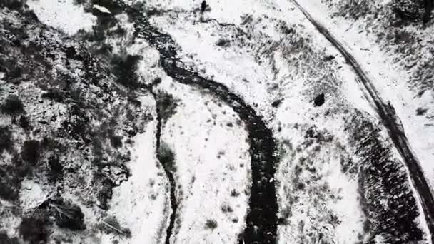 Cascade Kegety Hiver Près Aire Répartition Ala Too Près Rivière — Video