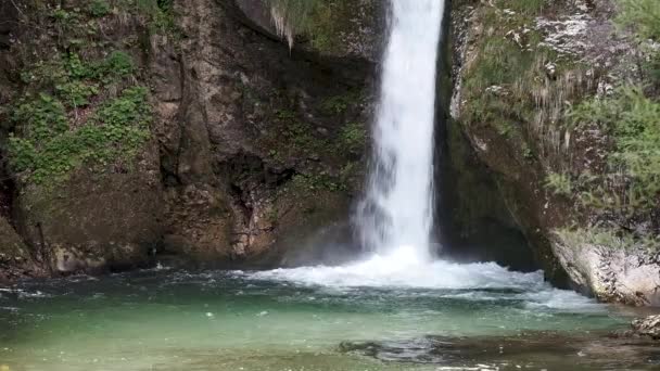 Cascada Eslovenia Cascada Grmecica Cerca Del Lago Bohinj Parque Nacional — Vídeos de Stock