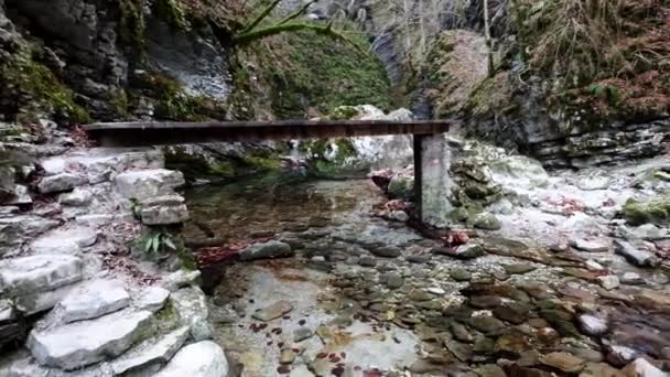ヨーロッパのスロベニアのコザク滝 コザジャク渓谷のボベック地区の美しいエリア — ストック動画