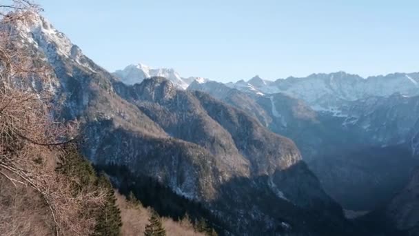 Conduire Regarder Par Dessus Haut Col Montagne Slovénie Vrsic Parc — Video