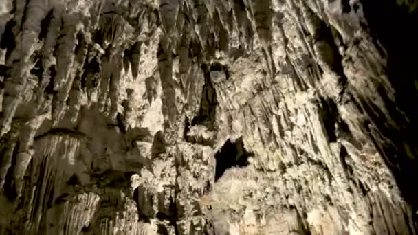Cavernas Postojna Panela Interior Sobre Estalactites Estalagmites Passeando Por Túnel — Vídeo de Stock