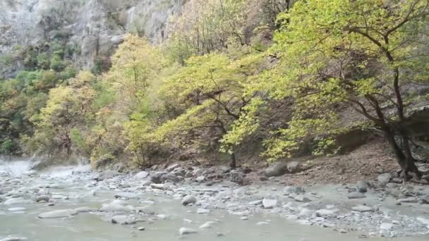 Ποταμός Πεζοπορία Στο Φαράγγι Lengarica Και Ιαματικά Λουτρά Της Benja — Αρχείο Βίντεο
