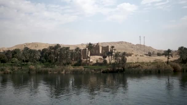 Vue Beau Village Égyptien Depuis Une Croisière Sur Nil Croisière — Video