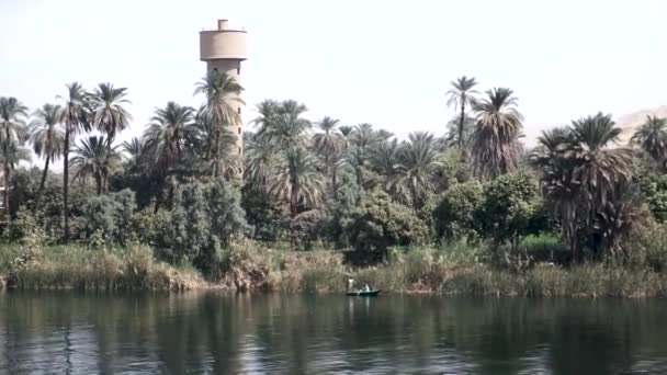 Pohled Krásné Egyptské Vesnice Řeky Nil Plavby Nil Cruise Výletní — Stock video