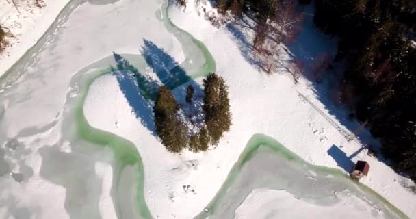 Lago Del Predil Tarvisio Itálie Zamrzlé Alpské Jezero Zasněžené Zimní — Stock video