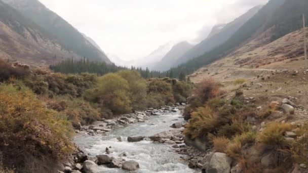 Jazda Podróże Przez Niesamowitą Dolinę Barskoon Kirgistanie Azji Środkowej — Wideo stockowe