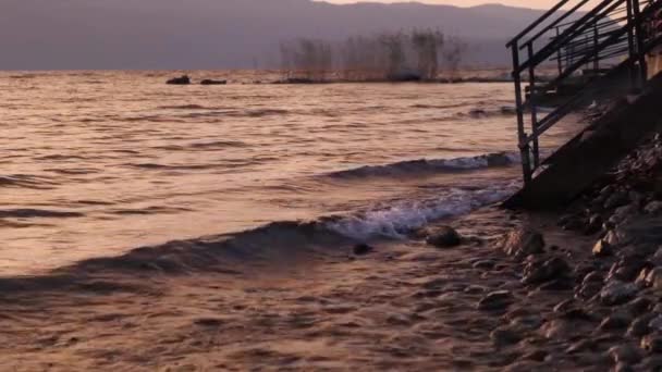 Λίμνη Οχρίδας Την Αυγή Στην Αλβανία — Αρχείο Βίντεο